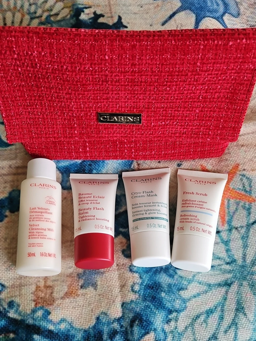 Clarins Skincare With Tweed Cosmetic Bag